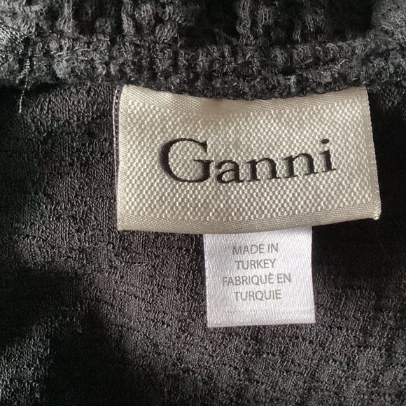 GANNI Pinnacle Mini Dress Medium Black Sleeveless Textured Mock Ruffle Neck Twee - Picture 3 of 14